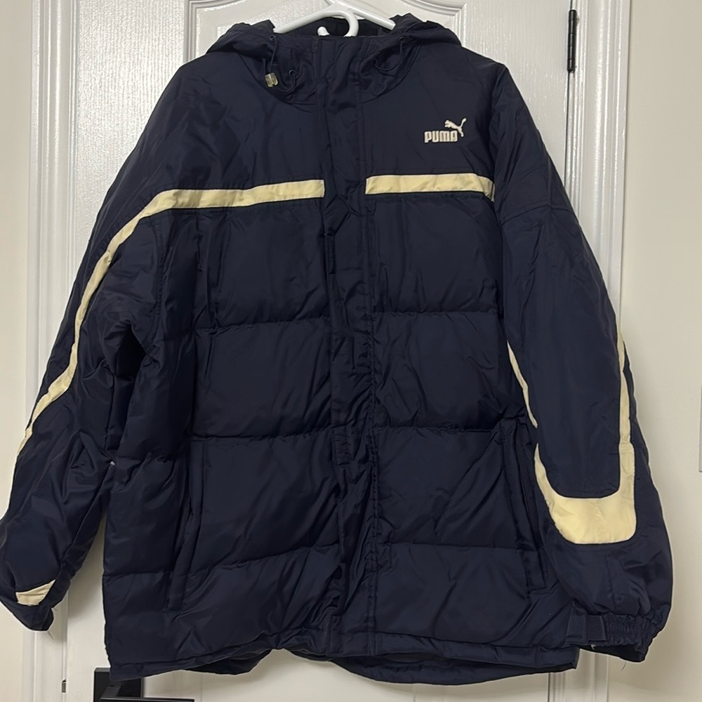 Puma Men's Navy and Cream goose down Puffer Jacket